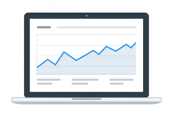 Laptop with Graph and Data